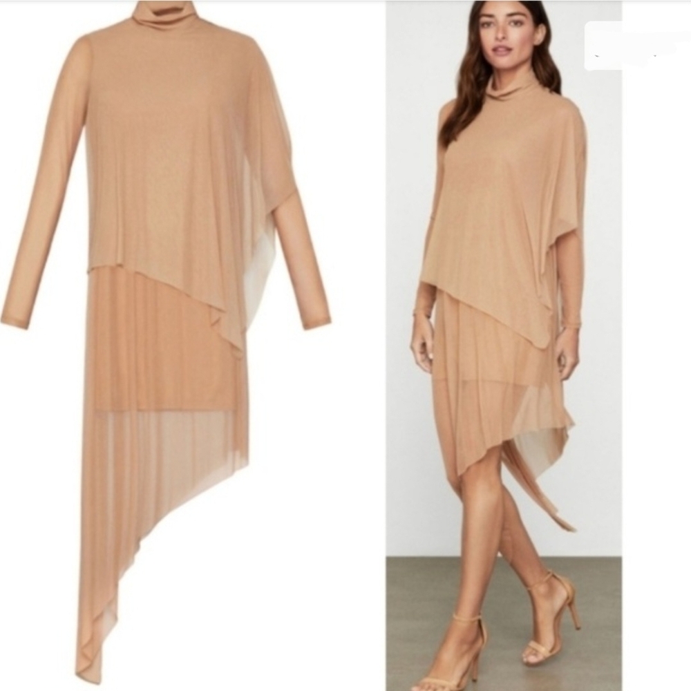 ⭐️BRAND NEW⭐️BCBG MaxAzria Nubuck Mesh Asymmetrical Midi Dress